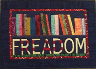FREADOM Read Books Quilt Pattern. Wall hanging made by Elizabeth Plantz | Whims And Fancies