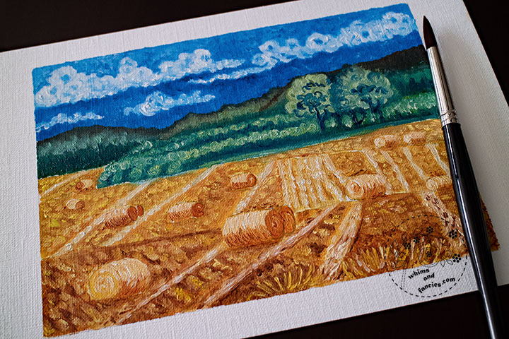 Hay Bales Of Aberdeen Shire | Whims And Fancies - using Daniel Smith Water Soluble Oil Paints