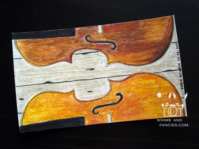 Violin In Colour Pencil | Whims And Fancies