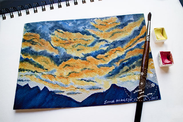 Clearning Storm Sunrise Watercolour / Stormy Sky Sunrise Watercolor | Whims And Fancies