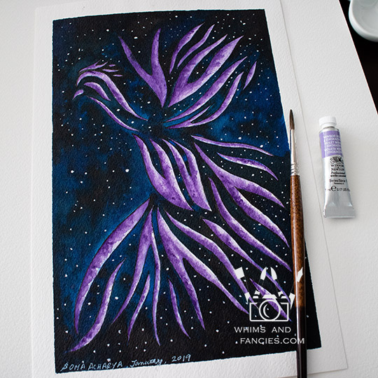 Ultraviolet Phoenix Watercolour | Whims And Fancies