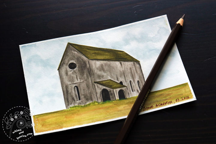 Stone House Painting With Inktense Pencils | Whims And Fancies