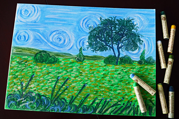 Wildflowers Sennelier oil astel painting inspired by Van Gogh | Whims And Fancies