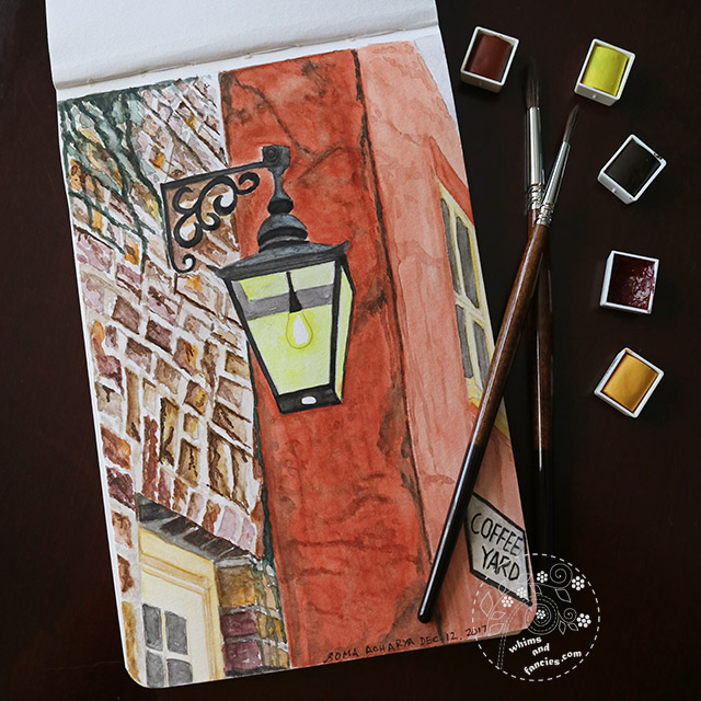 Old York street light with Sennelier watercolour | Whims And Fancies 