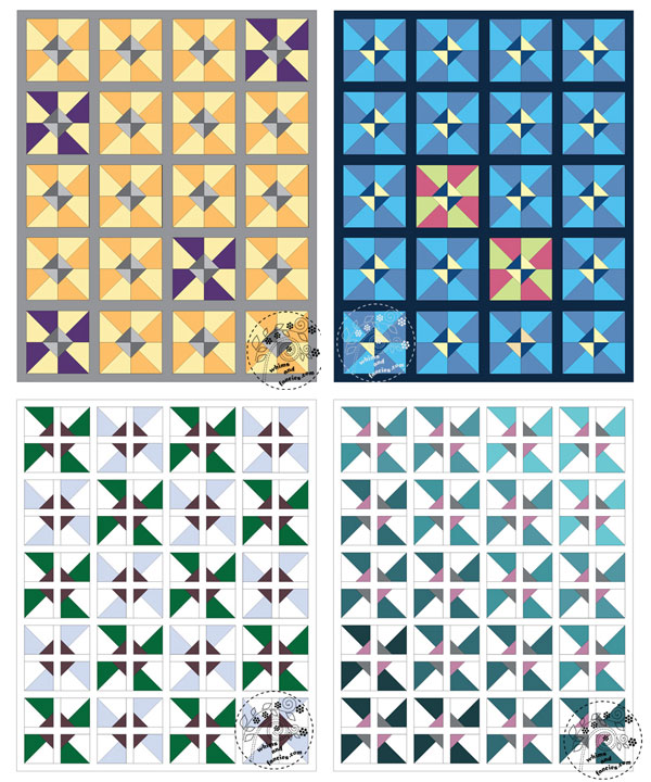 Half Square Triangle Pinwheel Paper Piecing Pattern | Whims And Fancies