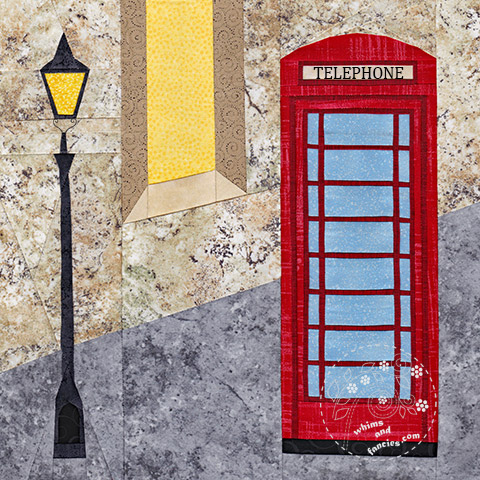 Red Telephone Box quilt pattern, British Telephone Box quilt pattern | Whims And Fancies