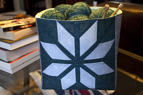 Knitting Basket With Fair Isle Star Quilt Pattern