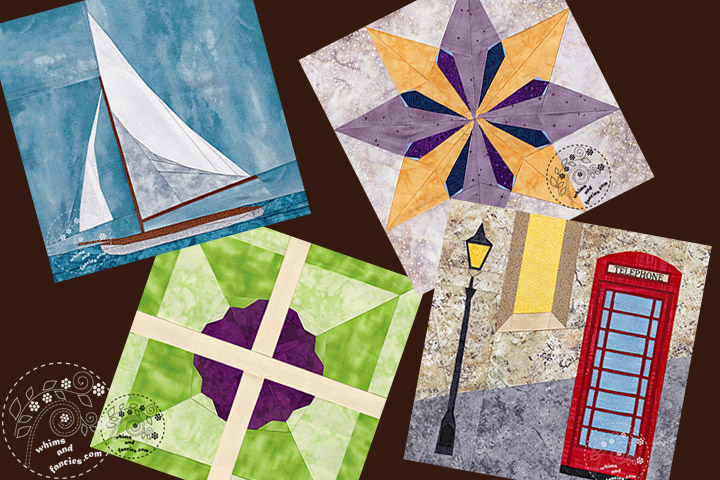 sailboat, star, flower, phone box art quilt patterns | Whims And Fancies
