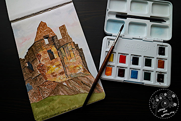 Scotland Crumbling Castle Watercolour Painting