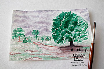 Rainy Day In the Park Watercolour Painting with Tombow Markers
