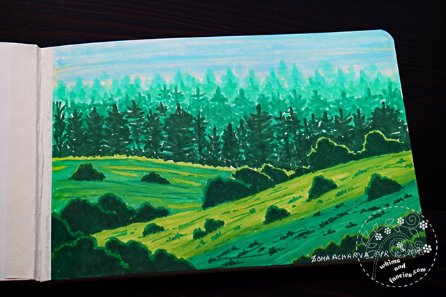 Copic Marker Landscape Painting | Whims And Fancies