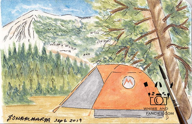 Camping At The High Sierras Watercolour Painting | Whims And Fancies