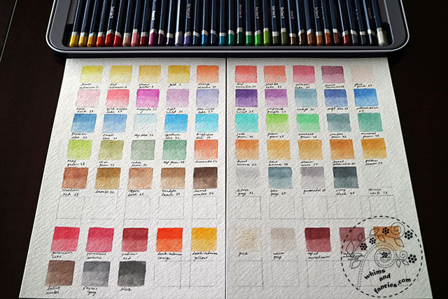Derwent Watercolour Pencils Shade Card | Whims And Fancies