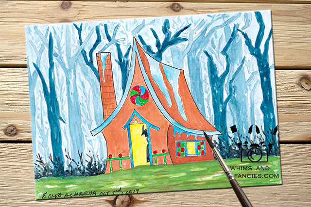 Fairy Tale Gingerbread House Watercolour Painting | Shop Whims And Fancies