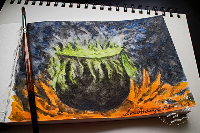Witch Cauldron Watercolour Sennelier | Whims And Fancies