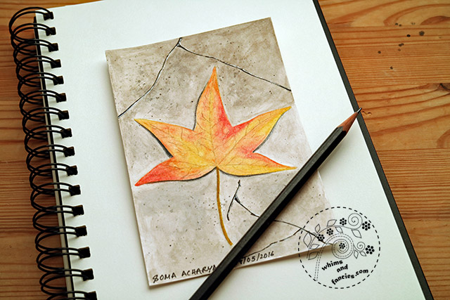 Leaf On Asphalt With Neocolour II | Whims And Fancies