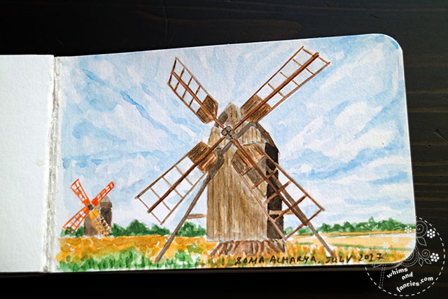 Sketchbook 2017 - Windmills Sennelier Watercolour | Whims And Fancies